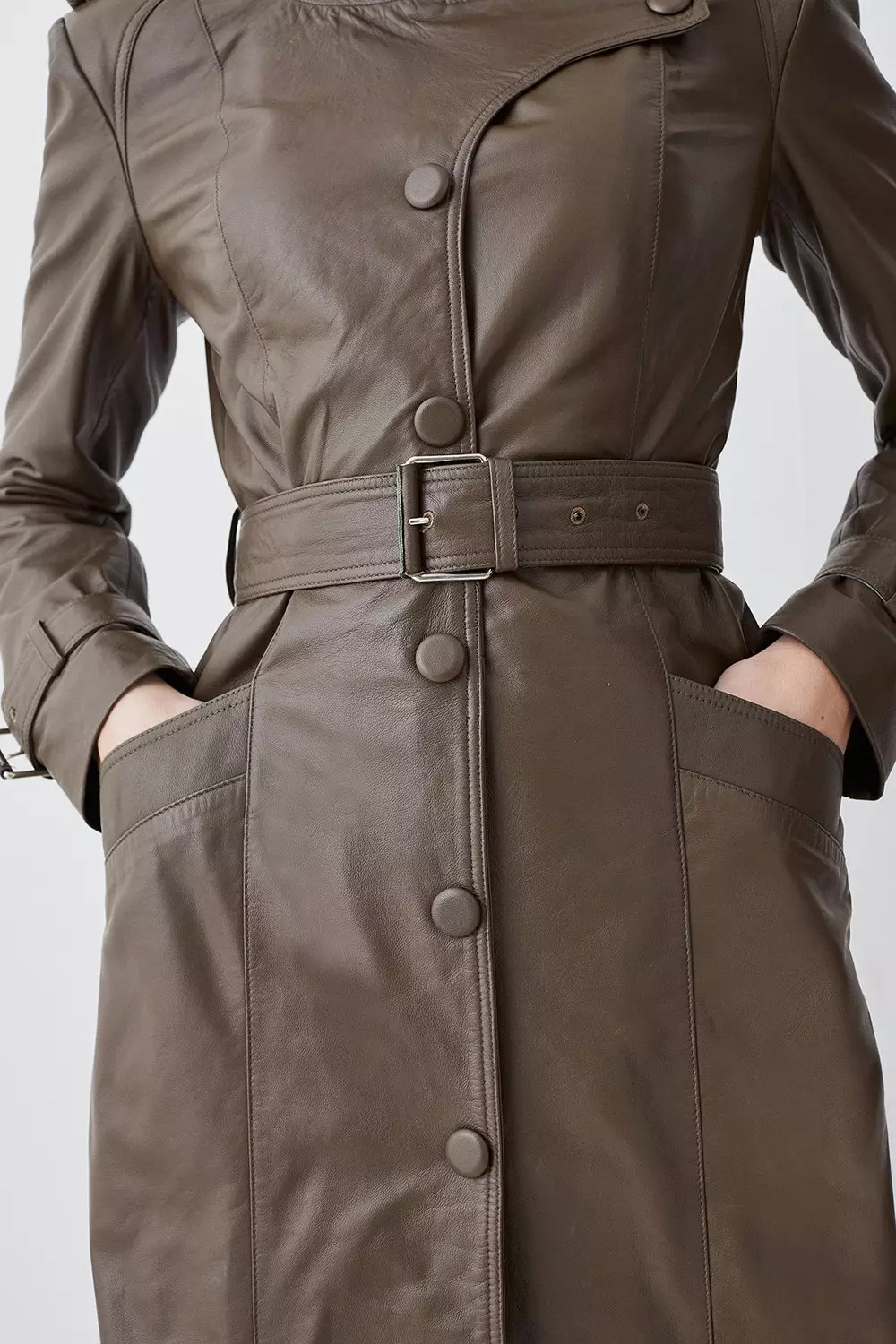 Military leather trench coat sale